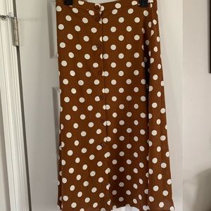 Camel colored polka dot skirt